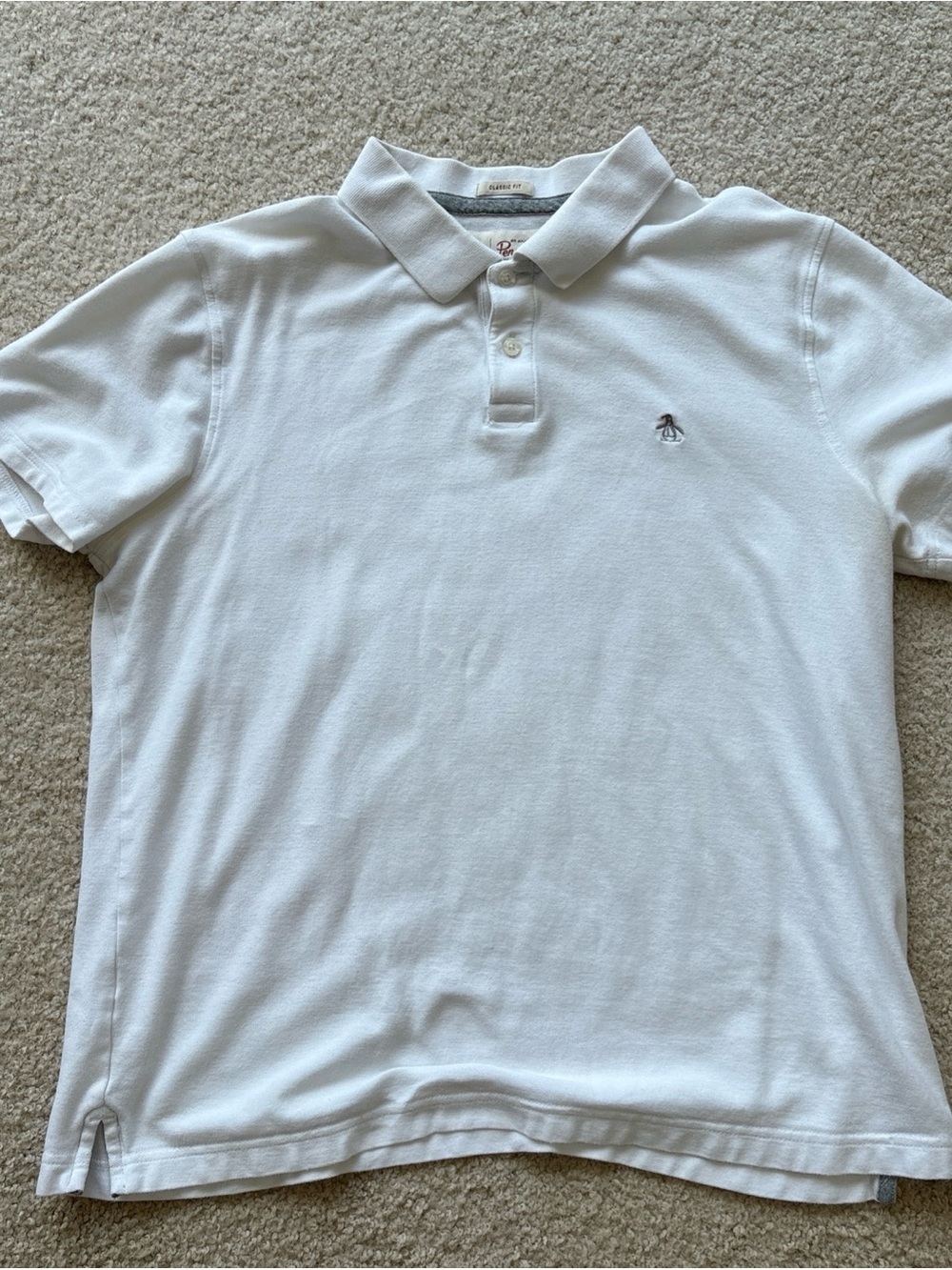 Original Penguin White Men's Polo with Embroidered Penguin